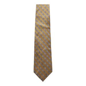 Calvin Klein Striped Pattern Gold 100% Silk X-long Necktie